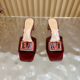 VALENTINO 25S HIGH-HEEL MULES 60 MM IN DARK RED PATENT CALFSKIN WITH CRYSTAL-EMBELLISHED STRAP