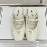 PRADA 25S DUAL MARY JANE BALLERINA MULES IN IVORY CALFSKIN
