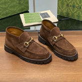 GG WOMEN'S HORSEBIT ANKLE BOOT IN DARK BROWN SUEDE