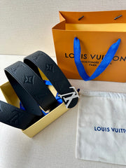 LV 25S BELT 40 MM IN BLACK CALFSKIN WITH SILVER HARDWARE 593265
