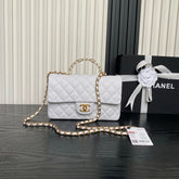 CHANEL 25S FLAP BAG 22 IN WHITE CALFSKIN GOLD HARDWARE