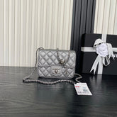 CHANEL 25S MINI FLAP BAG 18 IN DARK GRAY CALFSKIN