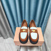 THICK-SOLED LOAFERS SHOES CARAMEL MIX WHITE COWHIDE