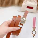 Gold Vlogo and Silver Hardware Buckle Tan White Calfskin 20mm