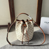 CLARA BAG 24 IN WHITE TRIOMPHE CANVAS AND BROWN CALFSKIN TRIM