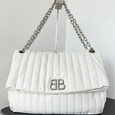 MONACO BAG 43 IN WHITE QUILTED THIN CALFSKIN SILVER HARDWARE