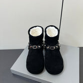 BALENCIAGA 25S ALASKA ANKLE BOOTS IN BLACK SUEDE AND LAMBSKIN WITH SILVER HARDWARE