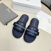 PLATFORM SLIDES 25S 50MM IN NAVY BLUE CALFSKIN AND ELECTRIC FABRIC