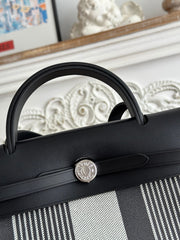 ZIP CABINE 31 BAG IN BLACK MIX WHITE CANVAS AND CALFSKIN