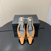 YSL SLINGBACK FLATS 25S IN MUTED ORANGE LAMBSKIN WITH GOLD HARDWARE