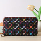 ZIPPY WALLET 19 IN BLACK MIX COLORFUL CALFSKIN