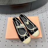Ballet Flats Black Mix Ivory Fabric