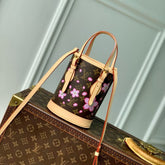 NANO BUCKET CHERRY BLOSSOM IN SAKURA BROWN MONOGRAM COATED CANVAS