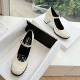 HIGH MARY JANE SHOES IN WHITE PATENT CALFSKIN