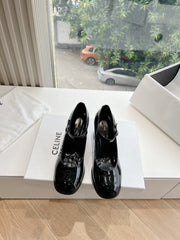 HIGH MARY JANE SHOES IN BLACK PATENT CALFSKIN