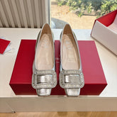 BELLE VIVIER BALLERINAS IN SILVER METALLIC SMOOTH LAMBSKIN