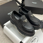 PRADA 25S LOAFER 50MM IN BLACK CALFSKIN LOGO