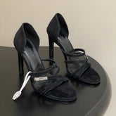 HM 25S HIGH-HEEL SANDAL 105 MM IN BLACK SUEDE