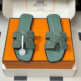 HM 25S ORAN SANDAL IN DUSTY MOSS GREEN SUEDE AND LAMBSKIN