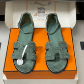 HM 25S SANTORINI SANDAL IN MUTED MINT GREEN SUEDE AND LAMBSKIN