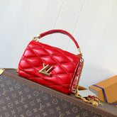 LV 25S GO-14 MM 23 IN CRIMSON RED QUILTED LAMBSKIN GOLD HARDWARE