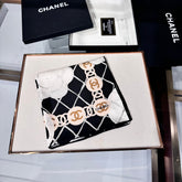 CHANEL 25S SCARF 90 IN CASHMERE SILK 737220