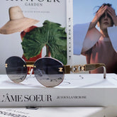 TRIOMPHE SUNGLASSES 573246 IN TAUPE BROWN METAL GRADIENT SMOKE LENSES