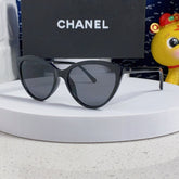 CAT EYE SUNGLASSES CH3393 IN BLACK ACETATE BLACK LENSES