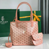 ANJOU MINI BAG 20 IN MANHATTAN PINK CALFSKIN AND GOYARDINE CANVAS