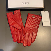 TOUCHSCREEN GLOVES IN RED LAMBSKIN AND FABRIC LINING 463860