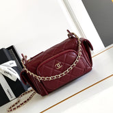 CHANEL 25S CAMERA BAG 23 IN DARK RED LAMBSKIN WITH GOLD HARDWARE