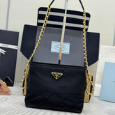 PRADA 25S CROSSBODY BAG 21 IN BLACK NYLON GOLD HARDWARE