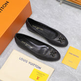 LV WOMEN'S BALLET FLAT IN BLACK CALFSKIN WITH PERFORATION CRAFTMANSHIP