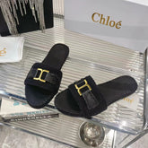 WOVEN SLIPPER IN BLACK WOOL AND LAMBSKIN GOLD HARDWARE