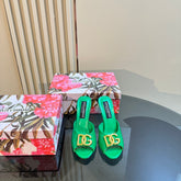 DG FOOTWEAR – LIGHT 100MM IN GREEN PATENT CALFSKIN MULES