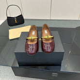 ALAIA BALLET SHOES 25S IN DARK RED PATENT LEATHER WITH GOLD HARDWARE