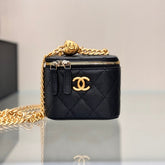 CHANEL 25S MINI VANITY BAG 11 CM IN BLACK LAMBSKIN WITH GOLD HARDWARE