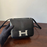 CONSTANCE 18 BLACK LIZARD SILVER HARDWARE