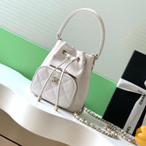 CHANEL 25S MINI BUCKET BAG 12 IN WHITE CALFSKIN GOLD HARDWARE