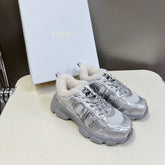DIOR CHRONO SNEAKER 25S IN SILVER LAMBSKIN AND MESH FABRIC