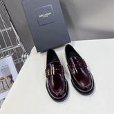 YSL 25S SAINT LAURENT LOAFERS IN BLACK CHERRY PATENT CALFSKIN