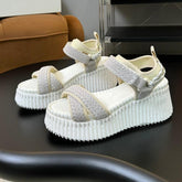 NAMA WEDGE SANDAL 8 CM IN PASTEL GREY SUEDE AND WHITE RUBBER