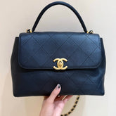 CHANEL 25S MEDIUM FLAP BAG 28 IN BLACK CALFSKIN GOLD HARDWARE