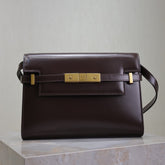 YSL 25S MANHATTAN SMALL 24 IN ROUGE CABERNET CALFSKIN GOLD HARDWARE