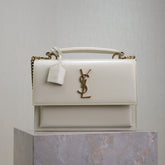 YSL 25S SUNSET MM 25 IN IVORY CALFSKIN GOLD HARDWARE