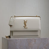 YSL 25S SUNSET BAG 22 IN IVORY CALFSKIN GOLD HARDWARE