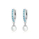 Turquoise Pendent Earrings Shell Bead Drop Earrings