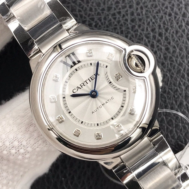 BALLON BLEU 33MM AUTOMATIC WHITE DIAL DIAMOND HOUSE MAKER