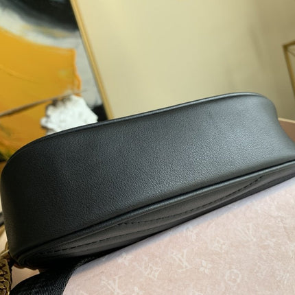 MULTI-POCHETTE BLACK CALFKIN 19CM CROSS BODY BAG