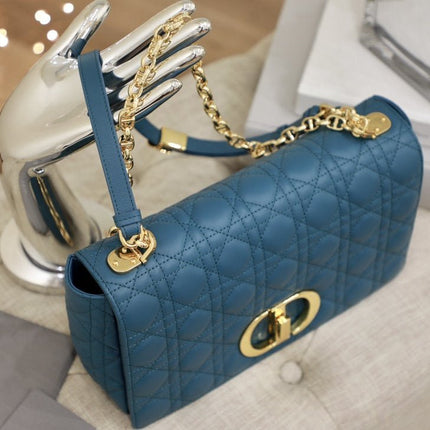 LARGE CARO BAG 28 DEEP OCEAN BLUE SUPPLE CANNAGE CALFSKIN